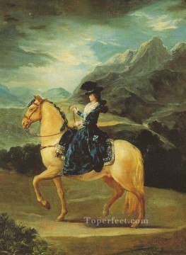 動物 Painting - 馬に乗ったヴァッラブリガのマリア・テレジアの肖像画 フランシスコ・ゴヤ